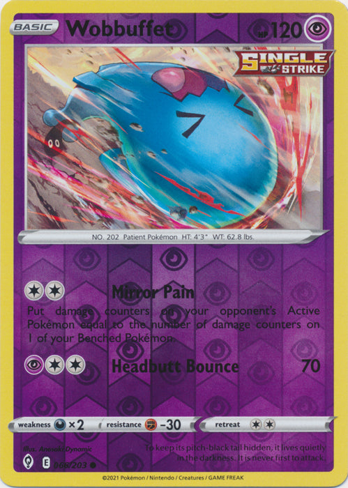 Reverse Holo  Wobbuffet 066/203 Common Evolving Skies - guardiangamingtcgs