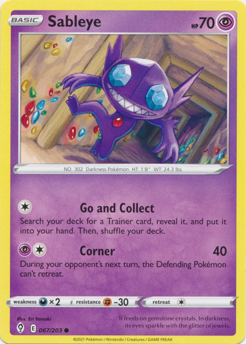 Sableye 067/203 Common Evolving Skies Pokemon TCG - guardiangamingtcgs