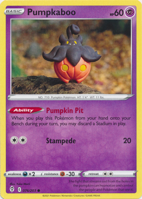 Pumpkaboo 076/203 Common Evolving Skies Pokemon TCG - guardiangamingtcgs