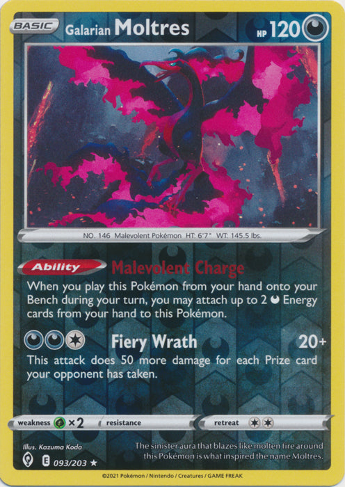 Reverse Holo  Galarian Moltres 093/203 Rare Evolving Skies - guardiangamingtcgs