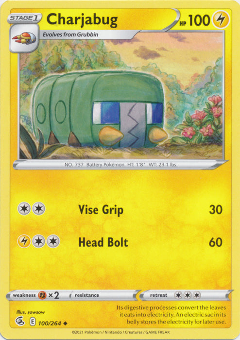 Charjabug 100/264 Uncommon Fusion Strike Pokemon TCG - guardiangamingtcgs