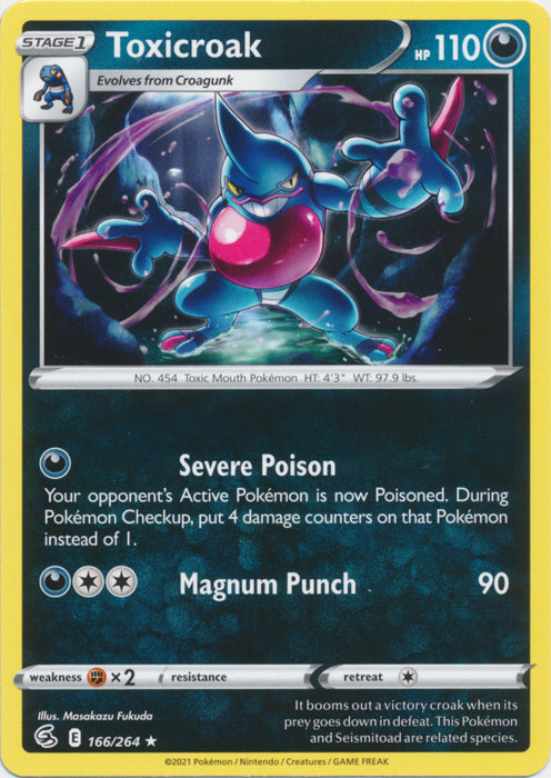 Toxicroak 166/264 Rare Fusion Strike Pokemon TCG - guardiangamingtcgs