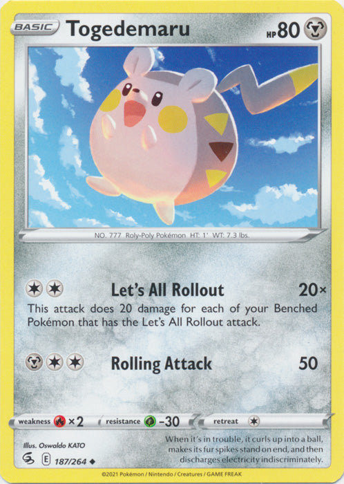 Togedemaru 187/264 Uncommon Fusion Strike Pokemon TCG - guardiangamingtcgs