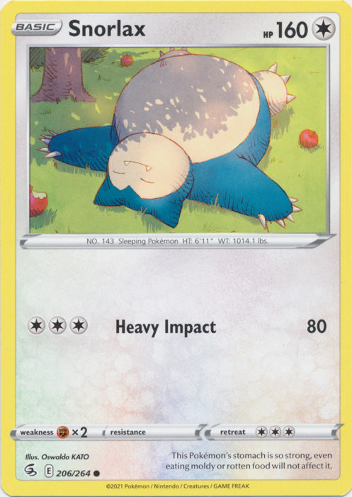 Snorlax 206/264 Common Fusion Strike Pokemon TCG - guardiangamingtcgs