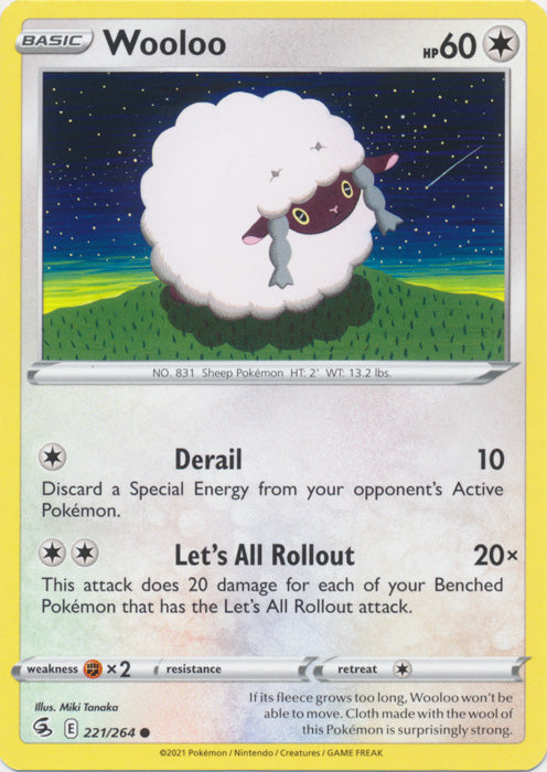 Wooloo  221/264 Common Fusion Strike Pokemon TCG - guardiangamingtcgs