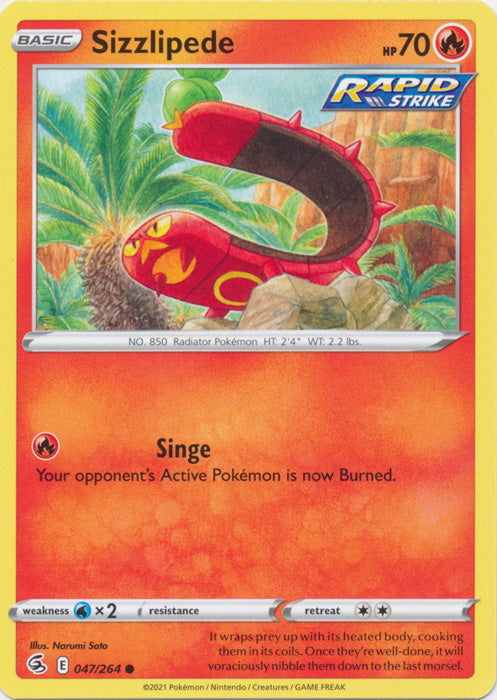 Sizzlipede  047/264 Common Fusion Strike Pokemon TCG - guardiangamingtcgs