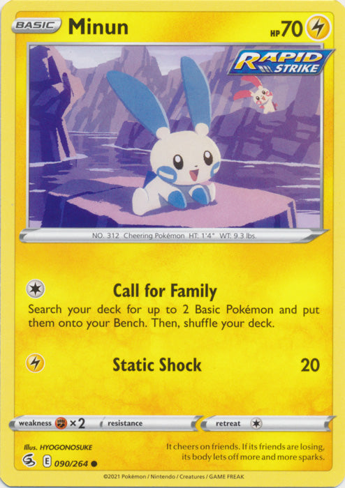 Minun 090/264 Common Fusion Strike Pokemon TCG - guardiangamingtcgs