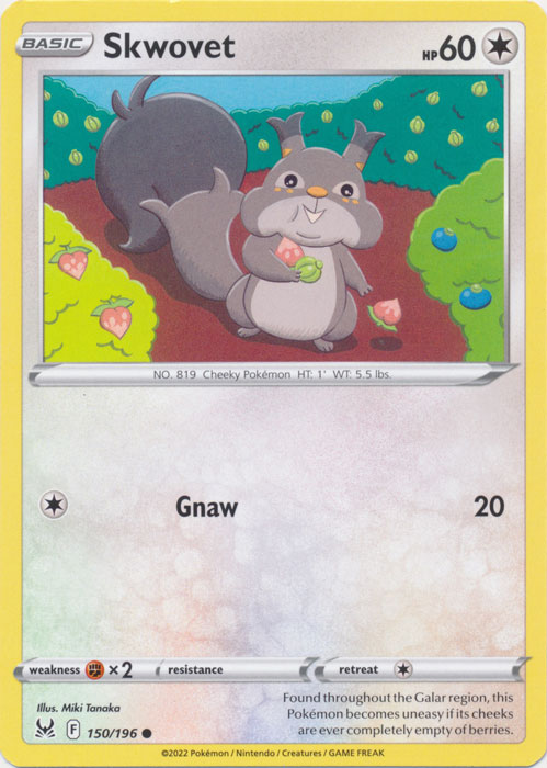 Skwovet 150/196 Common Lost Origin Pokemon TCG - guardiangamingtcgs