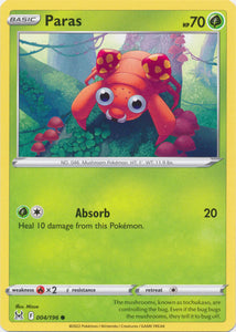 Paras 004/196 Common Lost Origin Pokemon TCG - guardiangamingtcgs