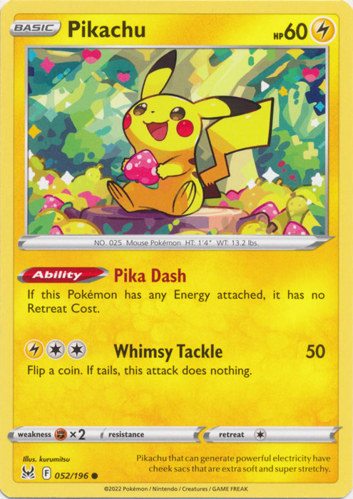 Pikachu 052/196 Common Lost Origin Pokemon TCG - guardiangamingtcgs