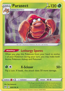 Parasect 005/196 Rare Lost Origin Pokemon TCG - guardiangamingtcgs