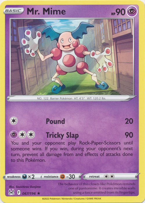 Mr. Mime 067/196 Rare Lost Origin Pokemon TCG - guardiangamingtcgs