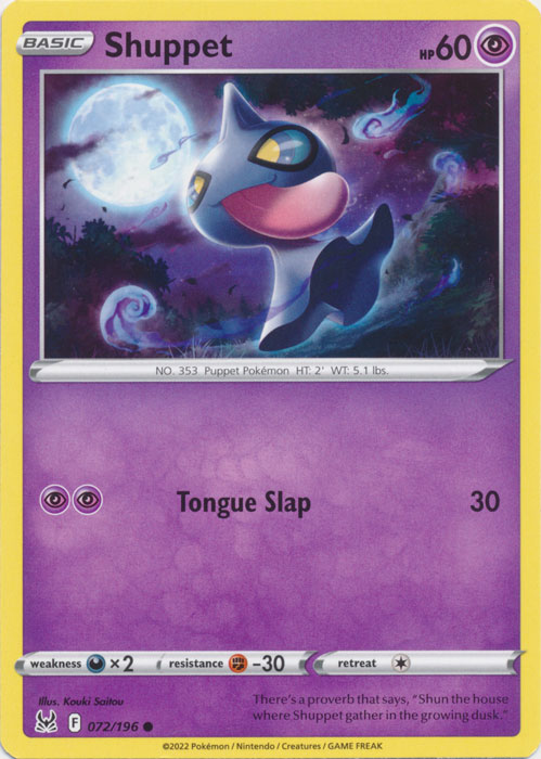 Shuppet 072/196 Common Lost Origin Pokemon TCG - guardiangamingtcgs