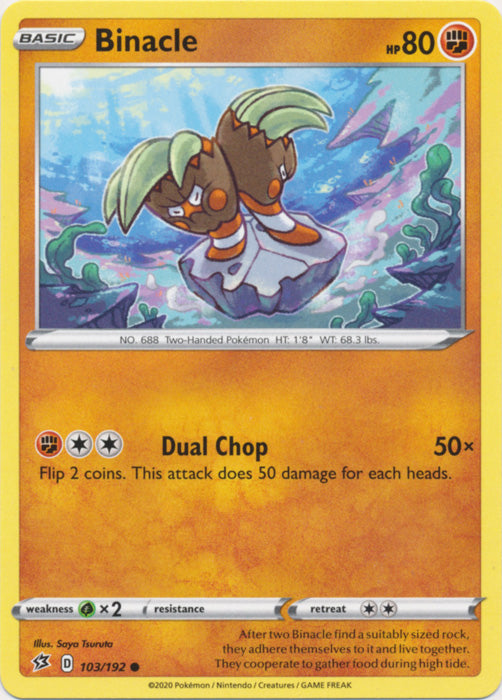 Binacle 103/192 Common Rebel Clash Pokemon TCG - guardiangamingtcgs