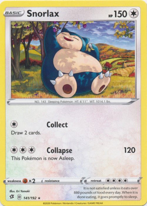 Snorlax 141/192 Rare Rebel Clash Pokemon TCG - guardiangamingtcgs