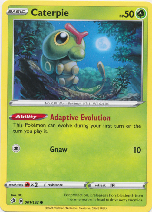 Caterpie 001/192 Common Rebel Clash Pokemon TCG - guardiangamingtcgs