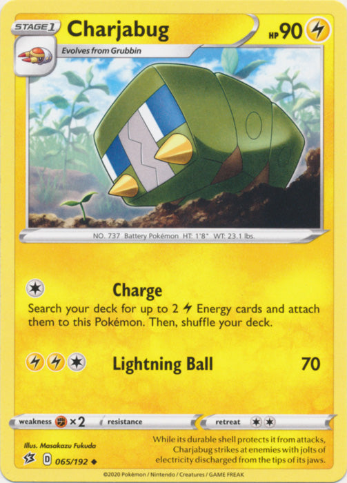 Charjabug 065/192 Uncommon Rebel Clash Pokemon TCG - guardiangamingtcgs