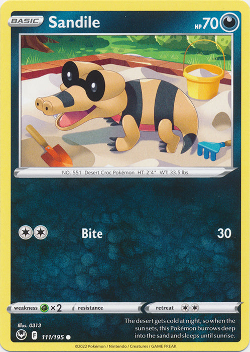 Sandile 111/195 Common Silver Tempest Pokemon TCG - guardiangamingtcgs