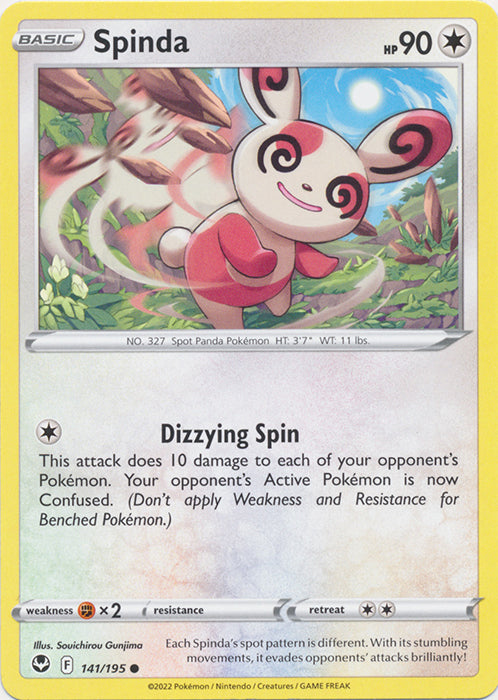 Spinda 141/195 Common Silver Tempest Pokemon TCG - guardiangamingtcgs