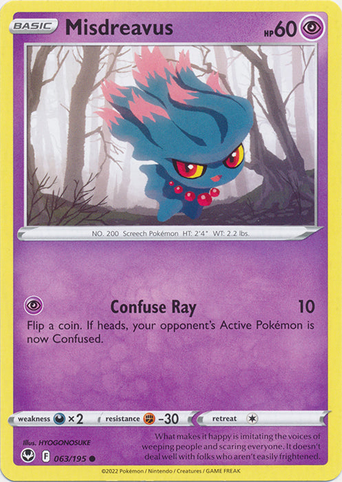 Misdreavus 063/195 Common Silver Tempest Pokemon TCG - guardiangamingtcgs