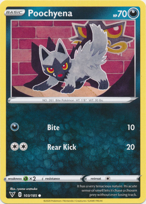 Poochyena 103/185 Common Vivid Voltage Pokemon TCG - guardiangamingtcgs