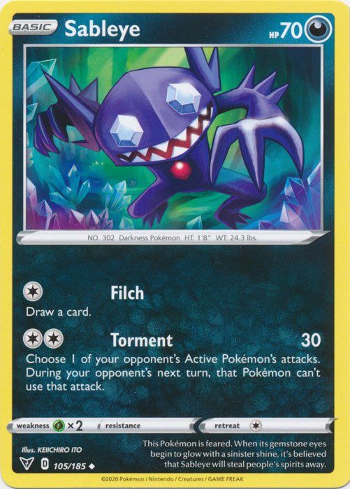 Sableye 105/185 Uncommon Vivid Voltage Pokemon TCG - guardiangamingtcgs