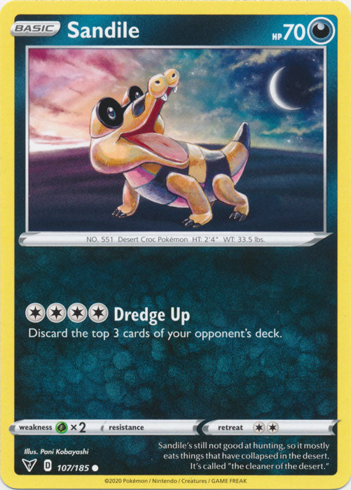 Sandile 107/185 Common Vivid Voltage Pokemon TCG - guardiangamingtcgs