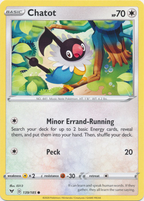 Chatot 139/185 Common Vivid Voltage Pokemon TCG - guardiangamingtcgs