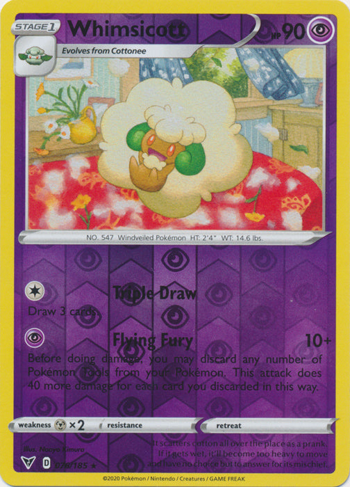 Reverse Holo Whimsicott 076/185 Rare Vivid Voltage Pokemon TCG - guardiangamingtcgs