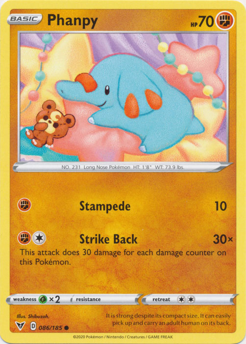 Phanpy 086/185 Common Vivid Voltage Pokemon TCG - guardiangamingtcgs