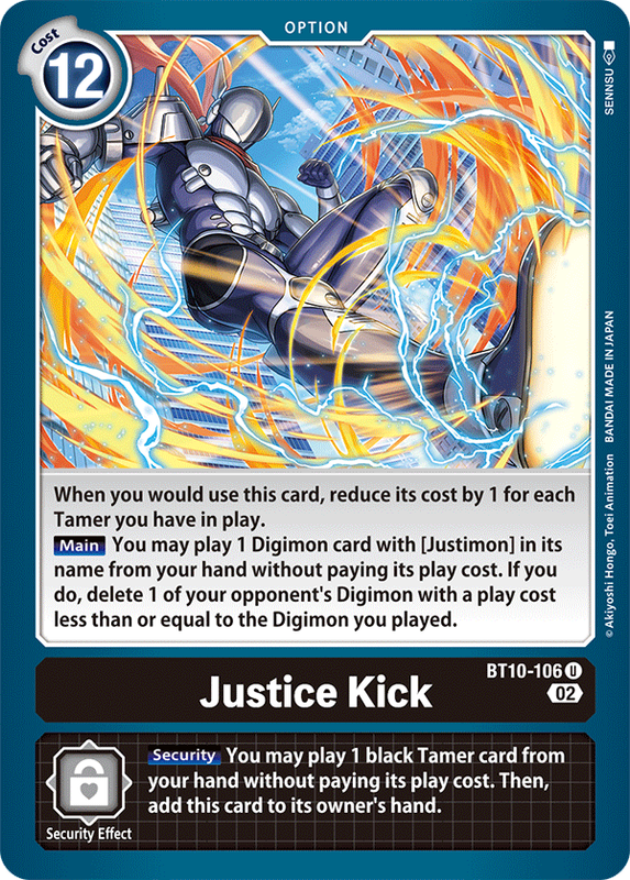 Justice Kick BT10-106 U Xros Encounter Digimon TCG - guardiangamingtcgs