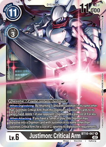 Foil Justimon: Critical Arm BT10-067 R Xros Encounter Digimon TCG - guardiangamingtcgs