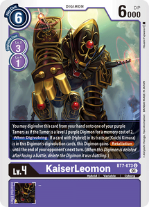 KaiserLeomon BT7-073 U Next Adventure Digimon TCG - guardiangamingtcgs