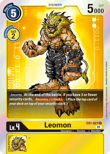 Foil Leomon EX1-027 R Classic Collection Digimon TCG - guardiangamingtcgs