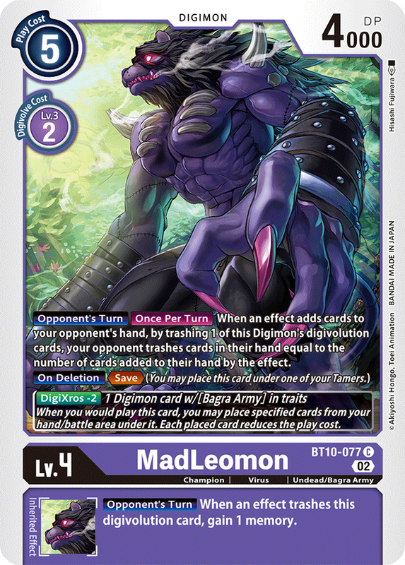 MadLeomon BT10-077 C Xros Encounter Digimon TCG - guardiangamingtcgs
