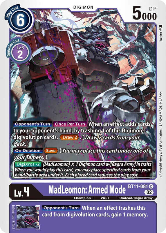 Foil MadLeomon: Armed Mode BT11-081 C Dimensional Phase Digimon TCG - guardiangamingtcgs