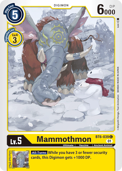 Mammothmon BT6-039 C Double Diamond Digimon TCG - guardiangamingtcgs