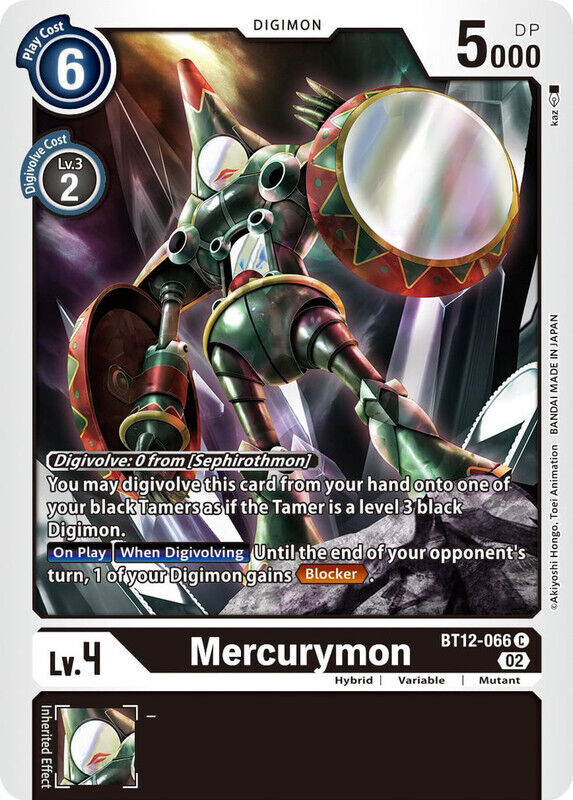 Mercurymon BT12-066 C Across Time Digimon TCG - guardiangamingtcgs