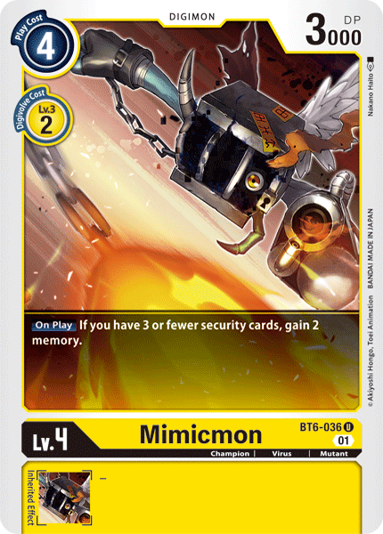 Mimicmon BT6-036 U Double Diamond Digimon TCG - guardiangamingtcgs