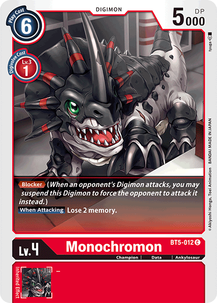 Monochromon BT5-012 C Battle of Omni Digimon TCG - guardiangamingtcgs