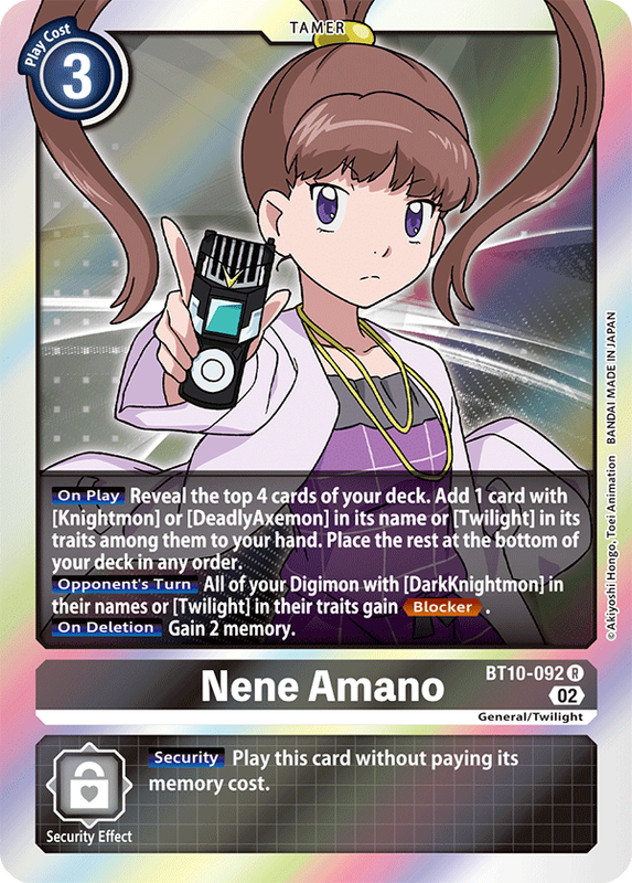 Foil Nene Amano BT10-092 R Xros Encounter Digimon TCG - guardiangamingtcgs