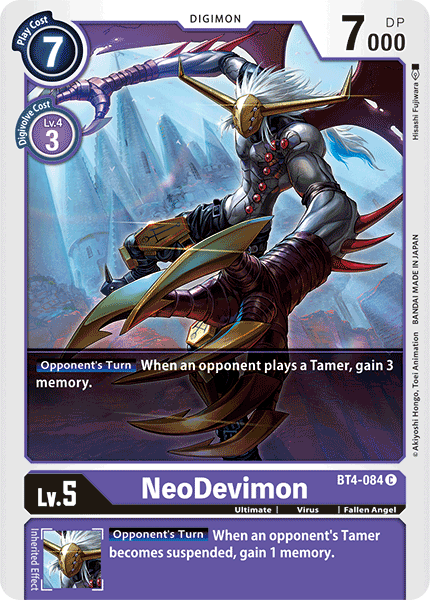 NeoDevimon BT4-084 C Great Legend Digimon TCG - guardiangamingtcgs