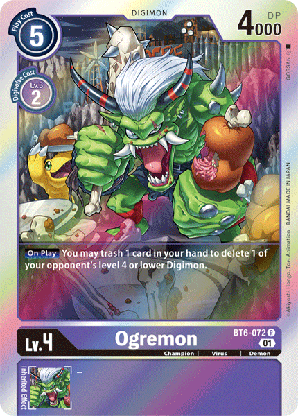 Foil Ogremon BT6-072 R Double Diamond Digimon TCG - guardiangamingtcgs