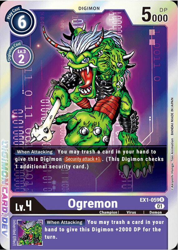 Foil Ogremon EX1-059 R Classic Collection Digimon TCG - guardiangamingtcgs