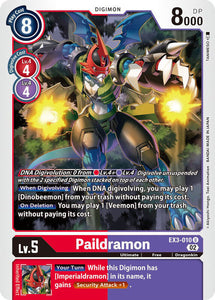 Paildramon EX3-010 U Draconic Roar Digimon TCG - guardiangamingtcgs