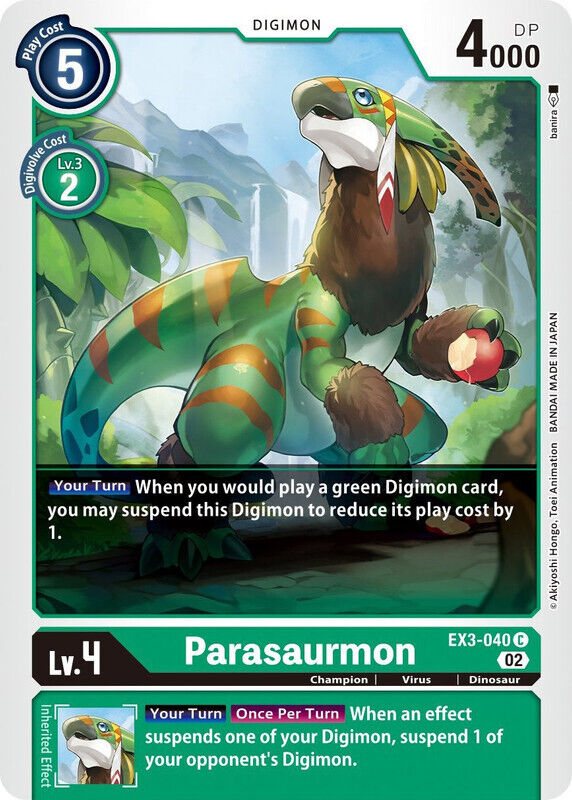 Parasaurmon EX3-040 C Draconic Roar Digimon TCG - guardiangamingtcgs