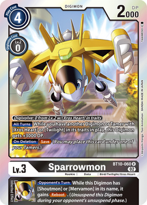 Foil Sparrowmon BT10-060 R Xros Encounter Digimon TCG - guardiangamingtcgs