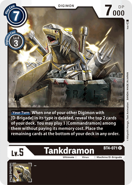 Tankdramon BT4-071 C Great Legend Digimon TCG