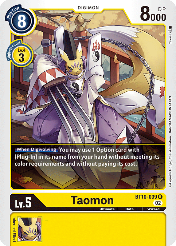 Taomon BT10-039 U Xros Encounter Digimon TCG