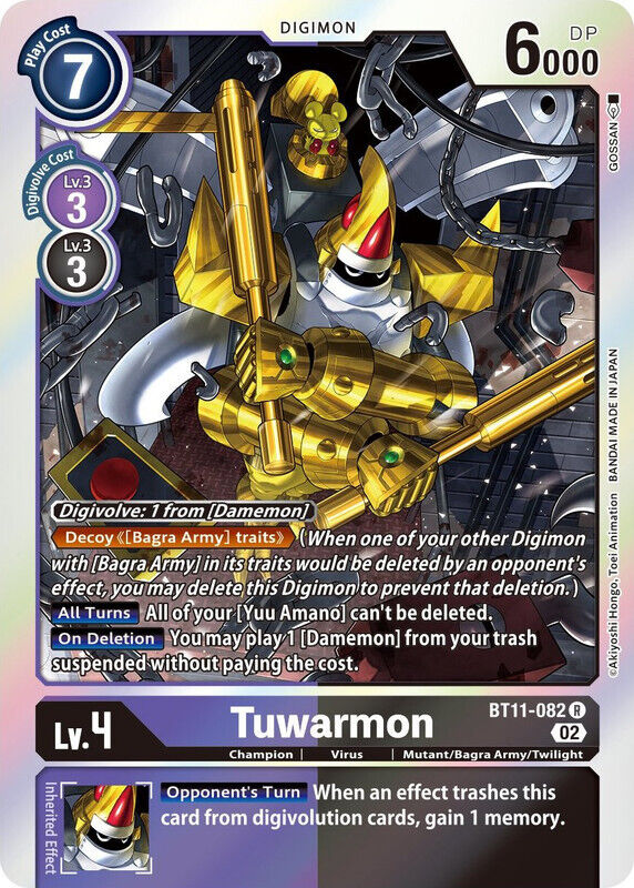 Foil Tuwarmon BT11-082 R Dimensional Phase Digimon TCG - guardiangamingtcgs